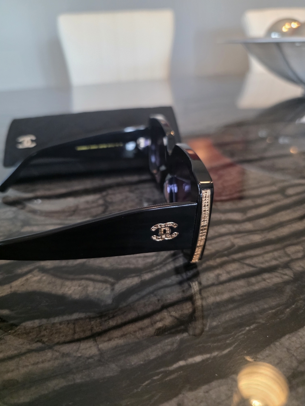 NWT AUTHENTIC 5435 Chanel Black Square Sunglasses with Blue Polarized Lenses - Picture 5 of 13